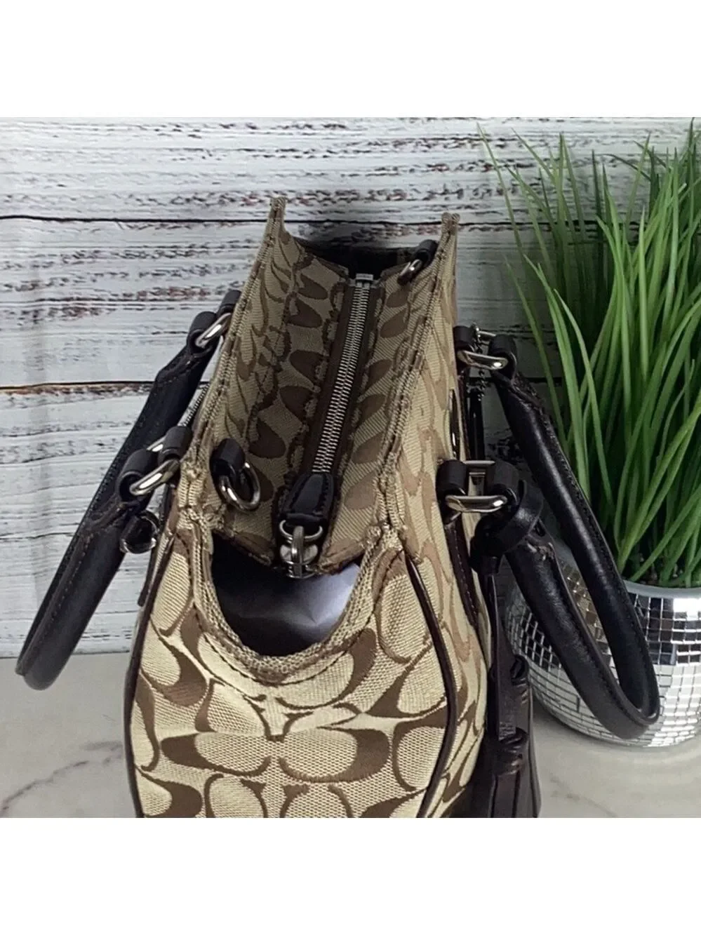 Coach‎ Brown and Black Signature Tote Bag Vintage